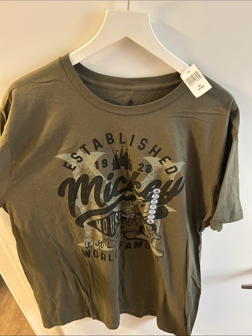 Mickey Mouse Graphic Tee - Olive Green - size XXL